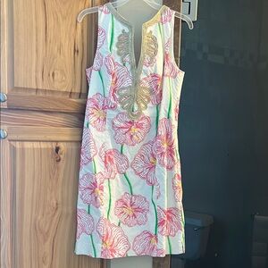Lilly Pulitzer Green Sheath Mini Dress Plunge Neckline
